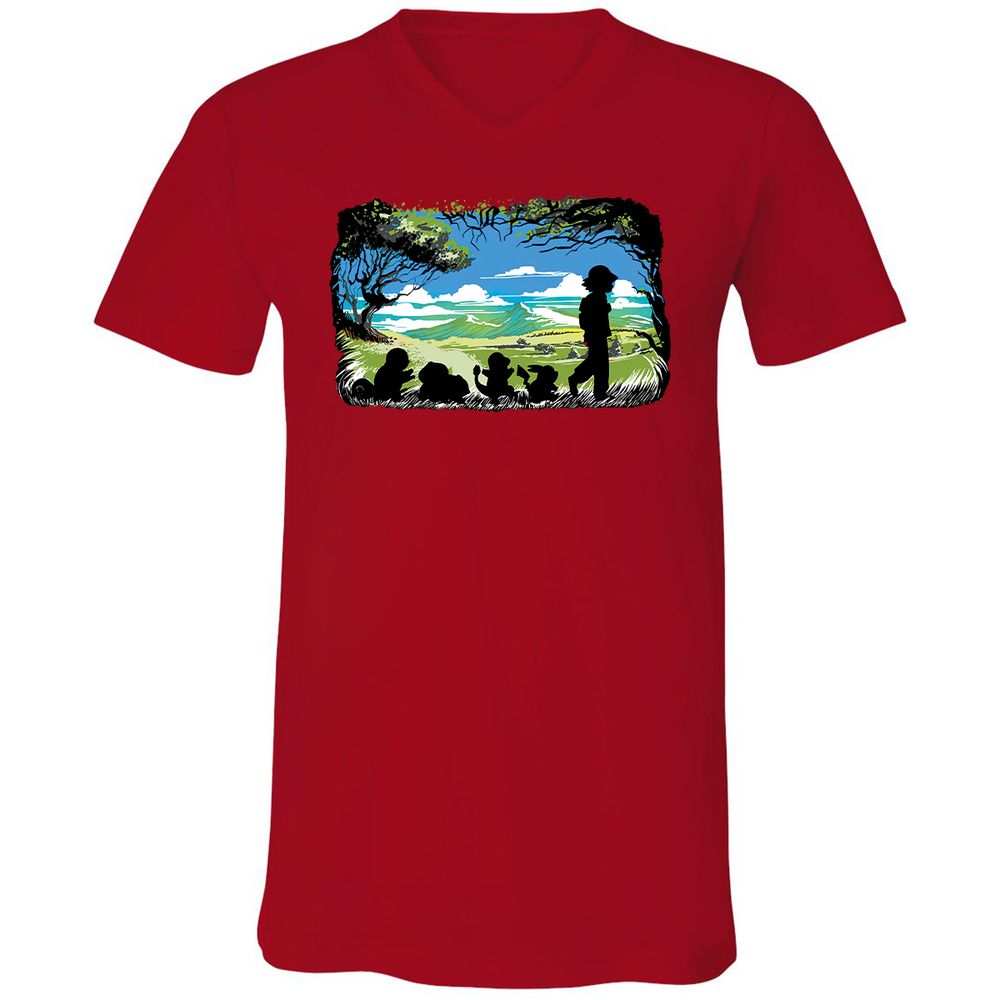 Unisex V-Neck T-Shirt - 1YN83KKR - Red - 3