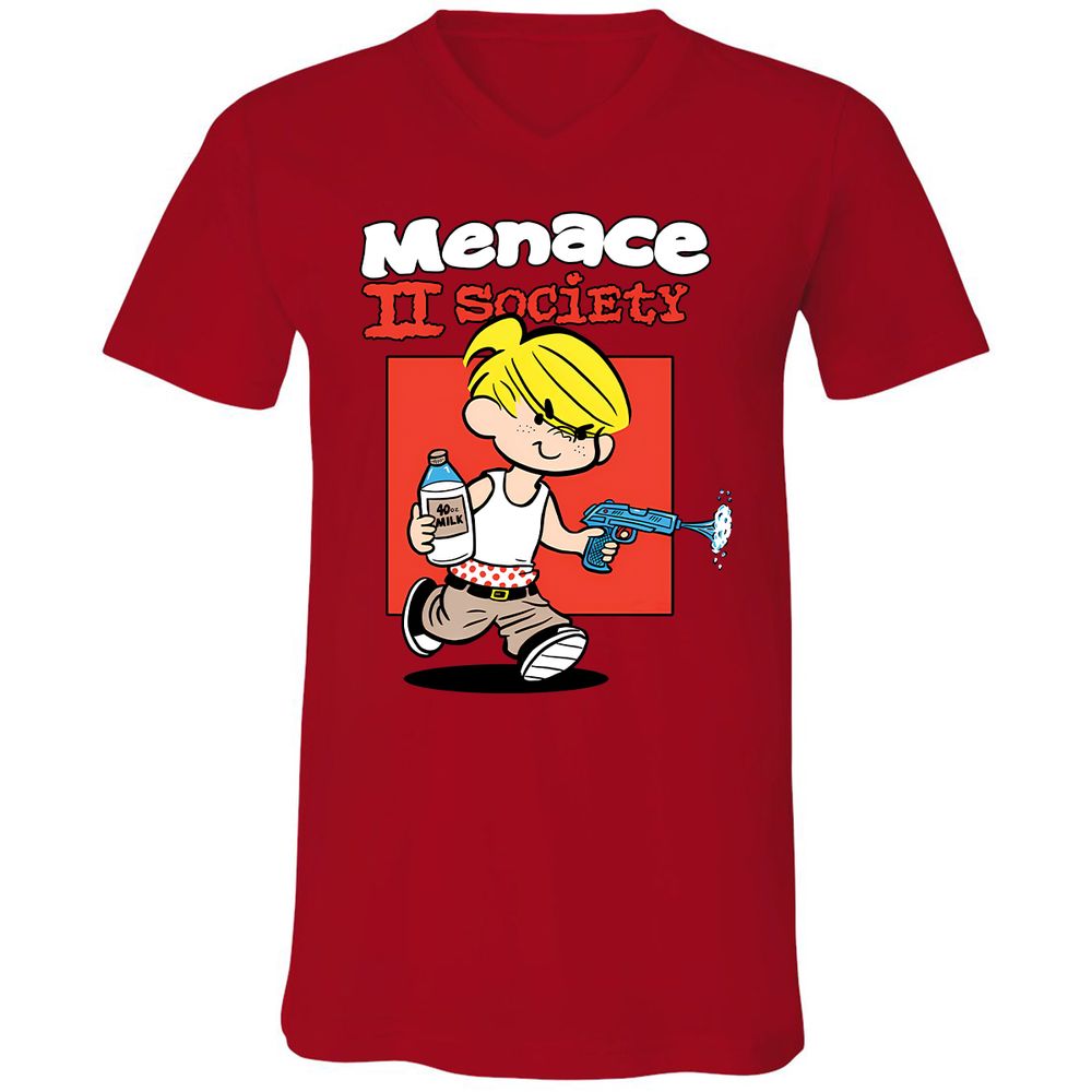 Unisex V-Neck T-Shirt - 5RGNQAMY - Red - 3