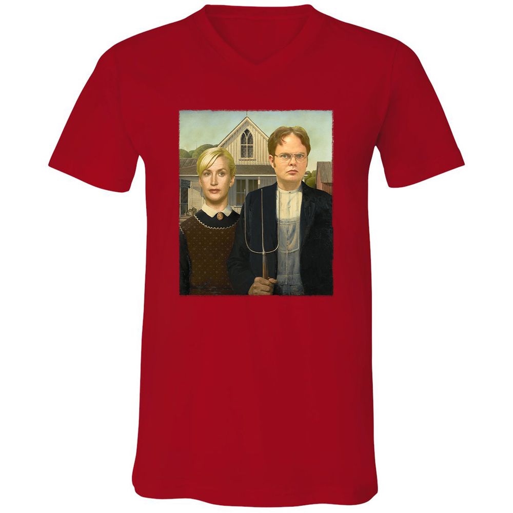 Unisex V-Neck T-Shirt - AP2K9UF9 - Red - 3