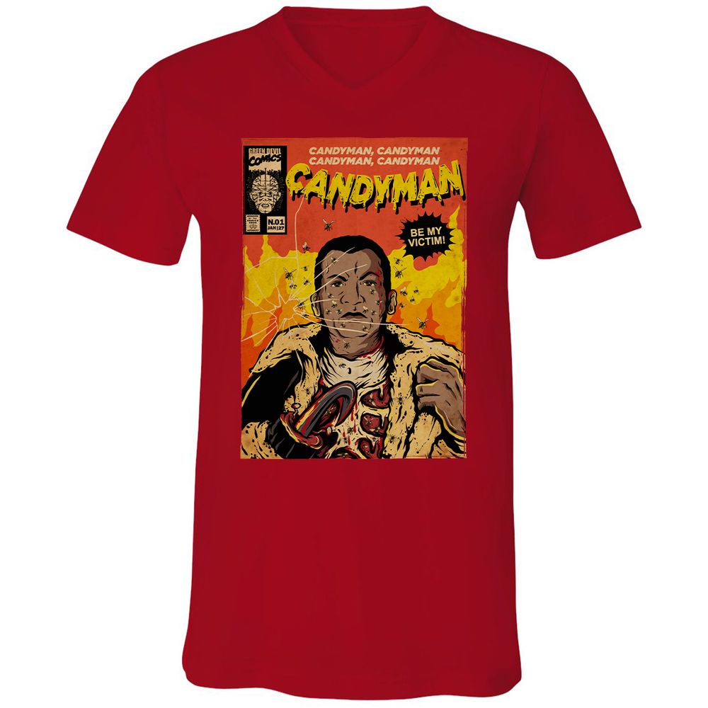 Unisex V-Neck T-Shirt - BKH4T9YG - Red - 3