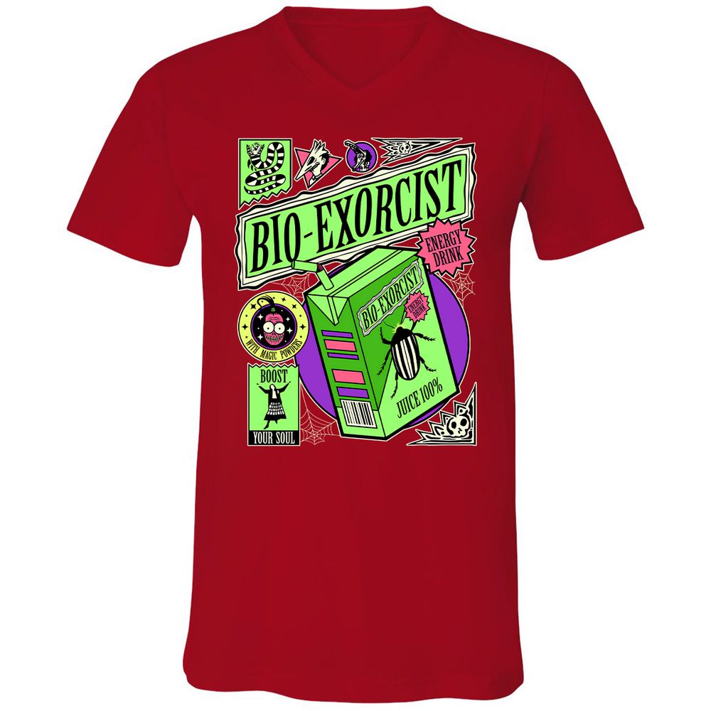 Unisex V-Neck T-Shirt - MJYZQLCX - Red - 3