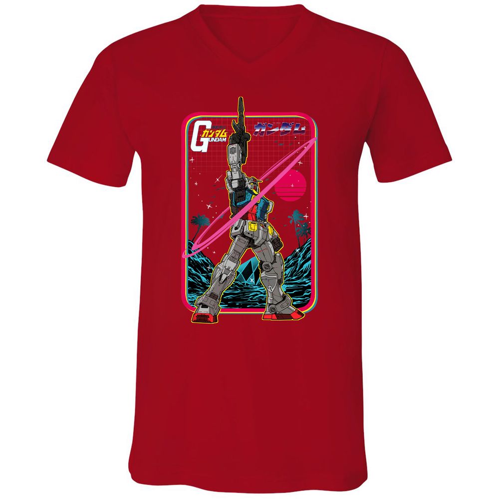 Unisex V-Neck T-Shirt - P5HGFWZ9 - Red - 3