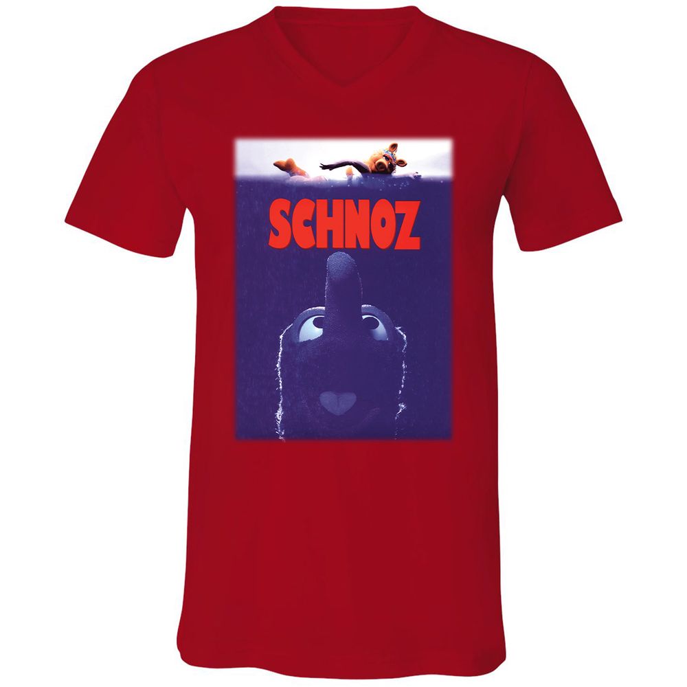 Unisex V-Neck T-Shirt - XKD9BX7R - Red - 3