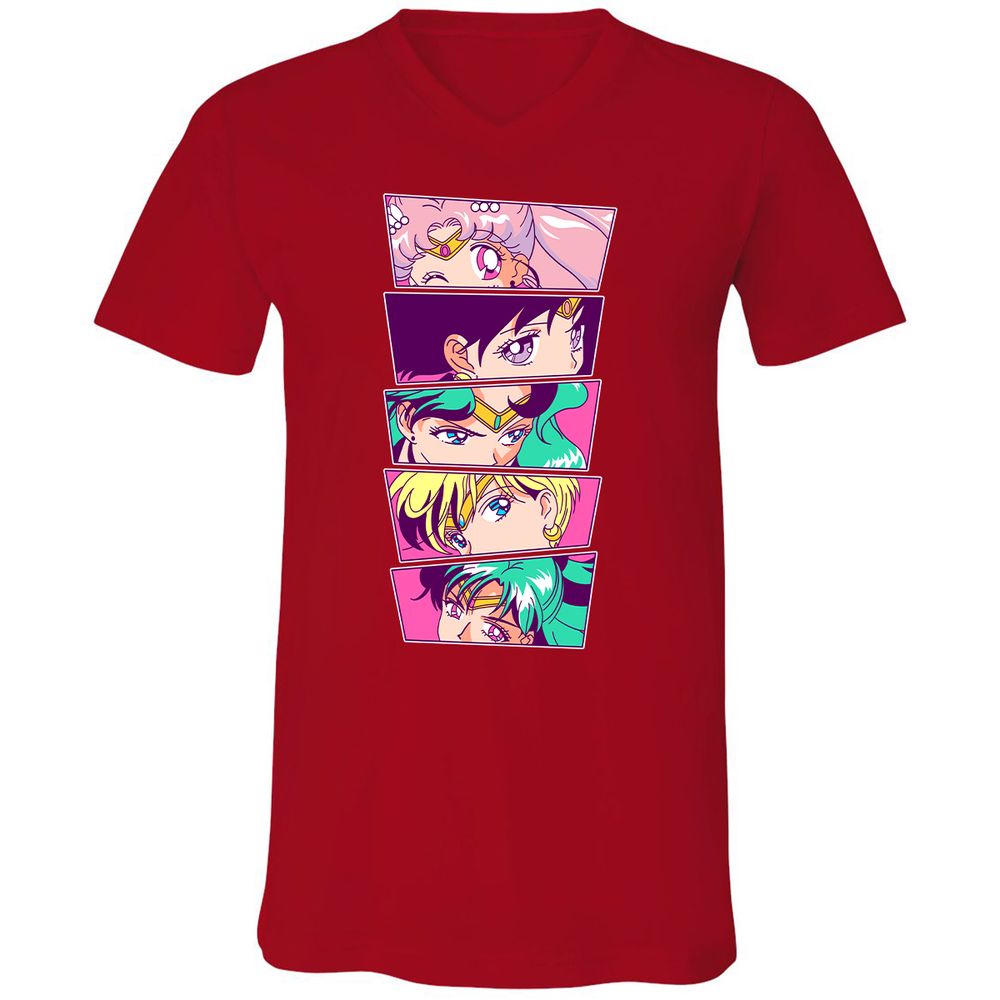 Unisex V-Neck T-Shirt - KVFL6QH8 - Red - 3