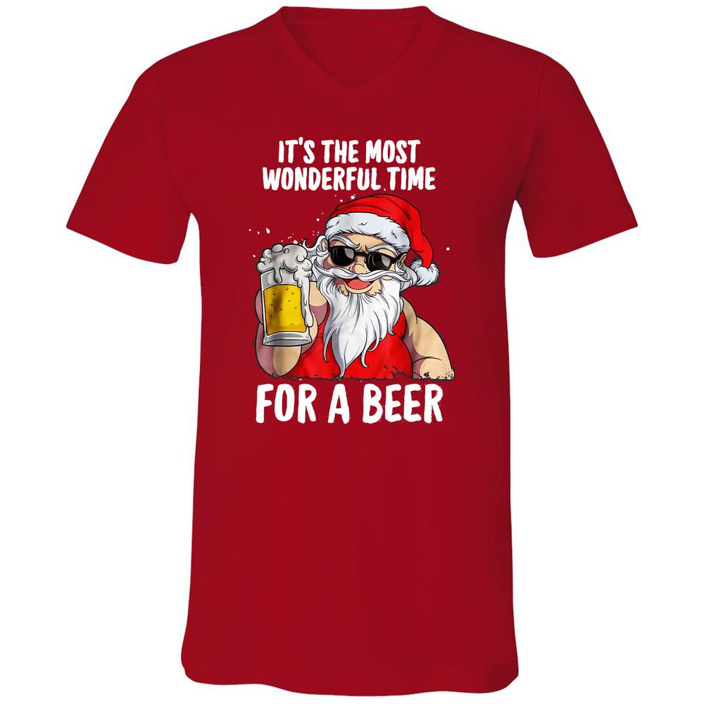 Unisex V-Neck T-Shirt - VCBRD3K8 - Red - 3