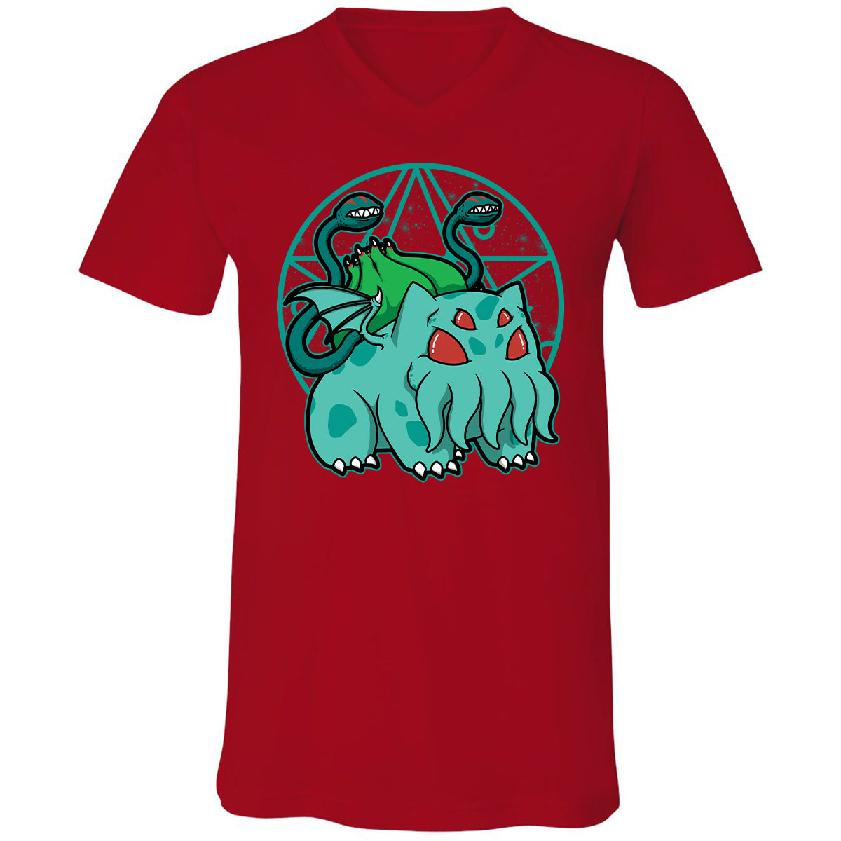 Unisex V-Neck T-Shirt - ZUWGGR9Q - Red - 3