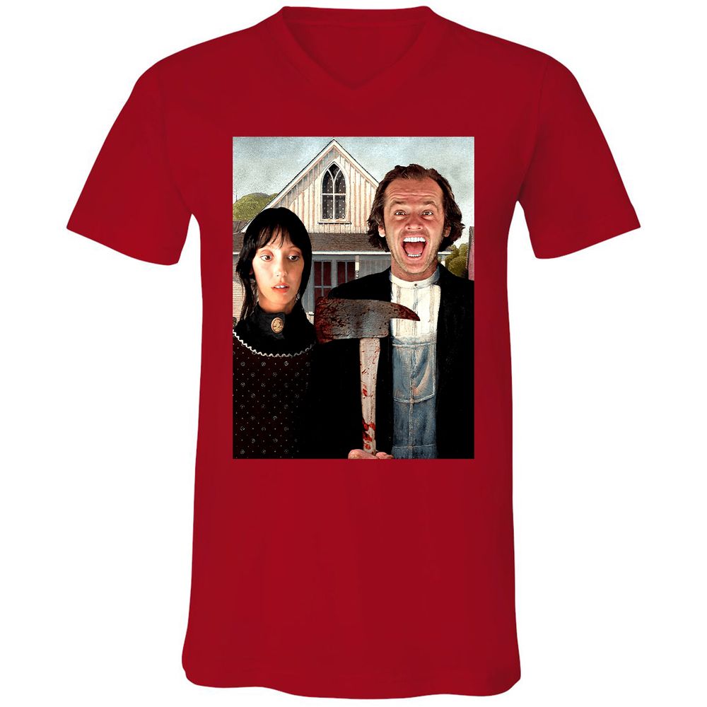 Unisex V-Neck T-Shirt - T1BJ8QQF - Red - 3