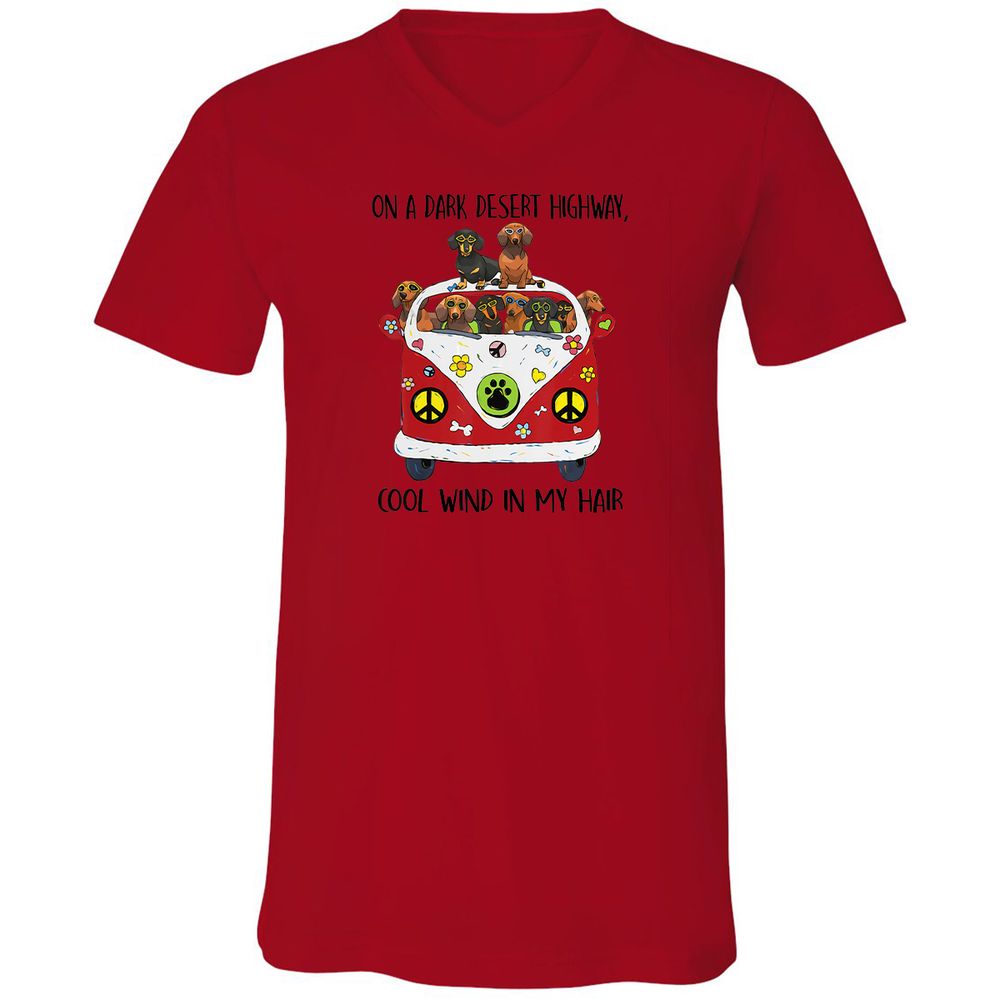 Unisex V-Neck T-Shirt - LYMCD3KC - Red - 3