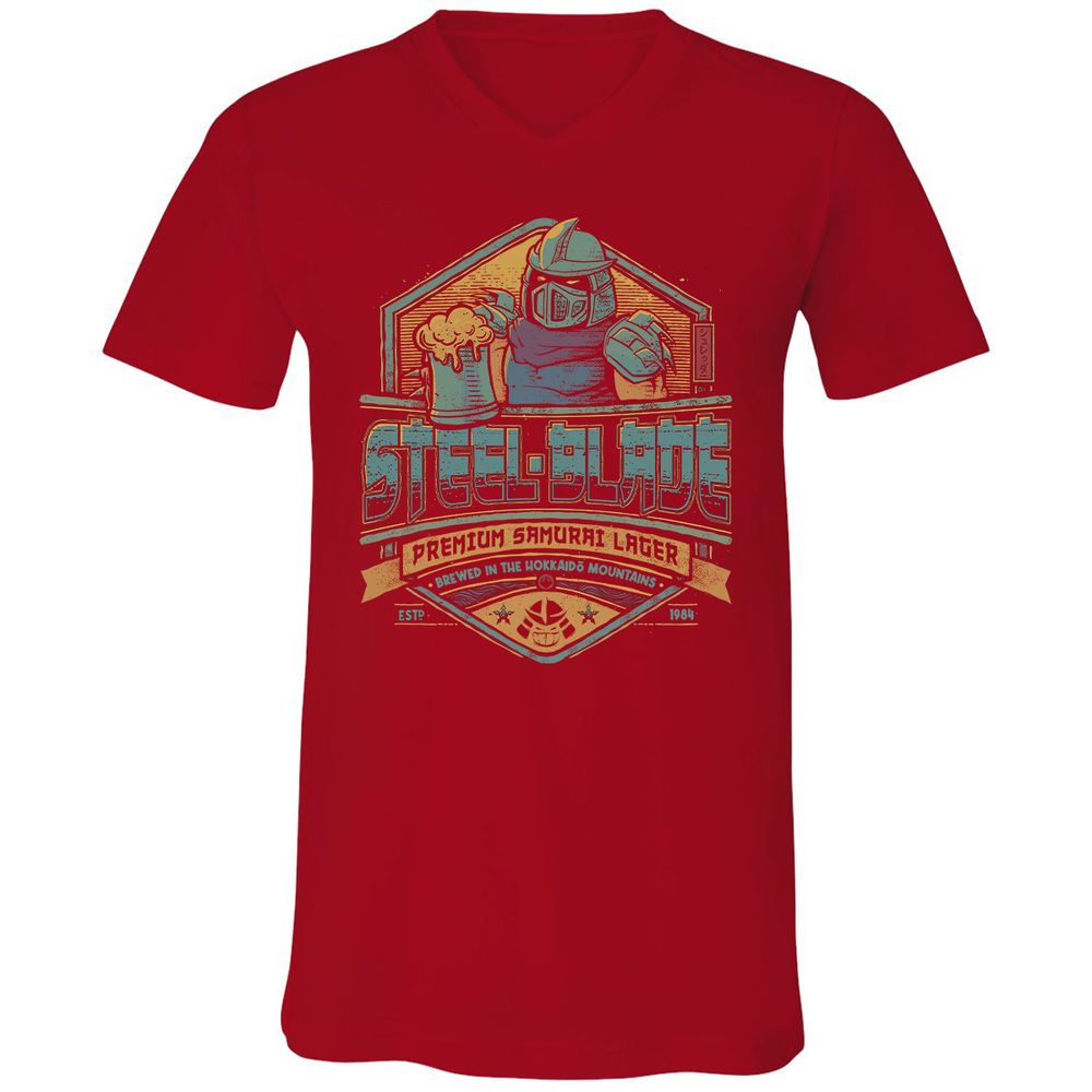 Unisex V-Neck T-Shirt - CQ81CDZS - Red - 3