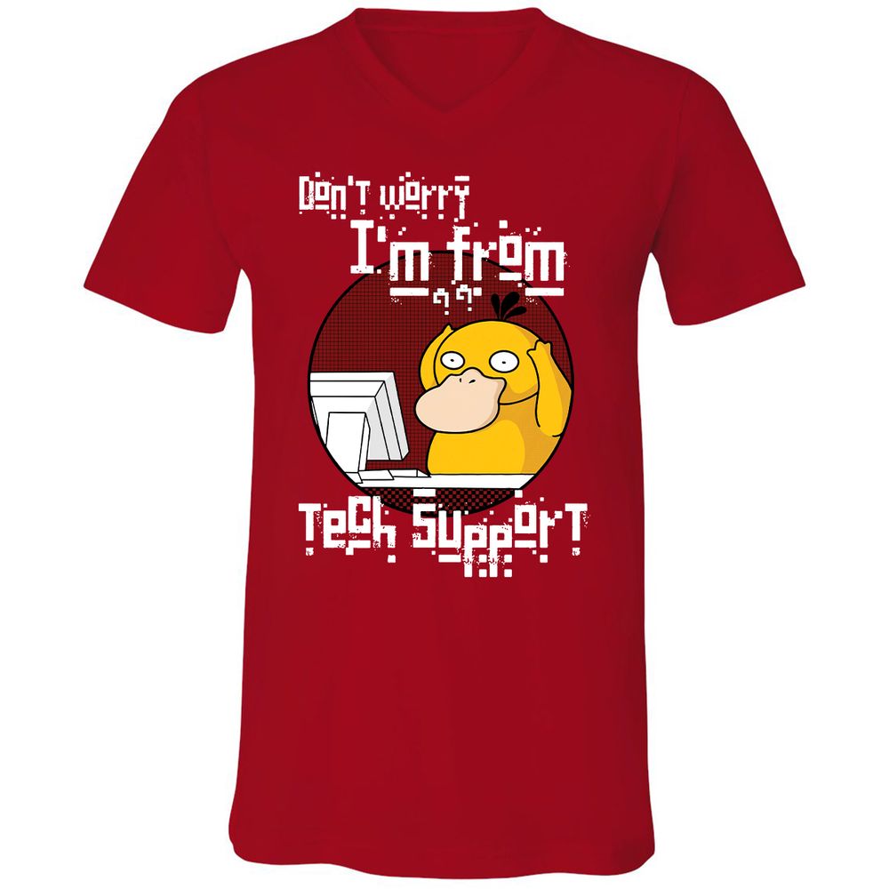 Unisex V-Neck T-Shirt - DV4JXXHJ - Red - 3