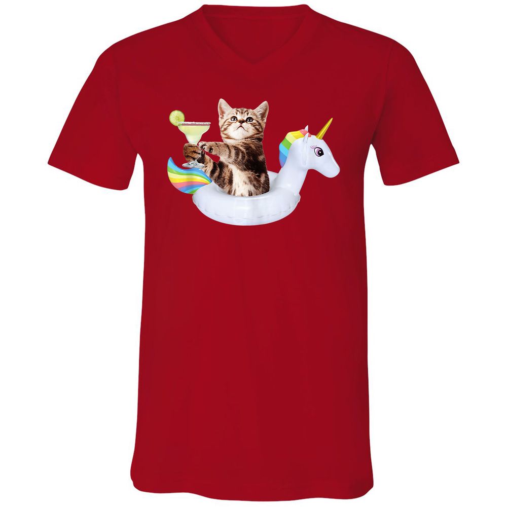 Unisex V-Neck T-Shirt - YWKQTJC4 - Red - 3