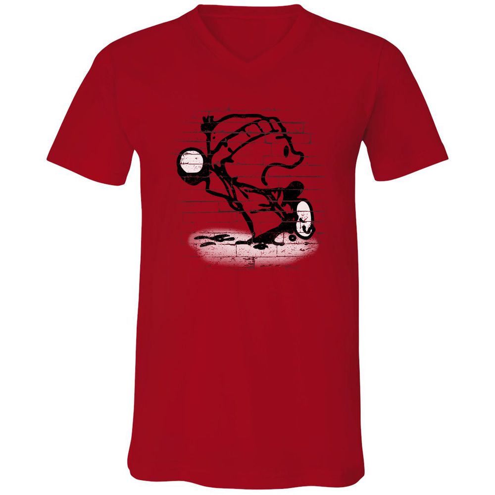 Unisex V-Neck T-Shirt - WAQWTSGZ - Red - 3