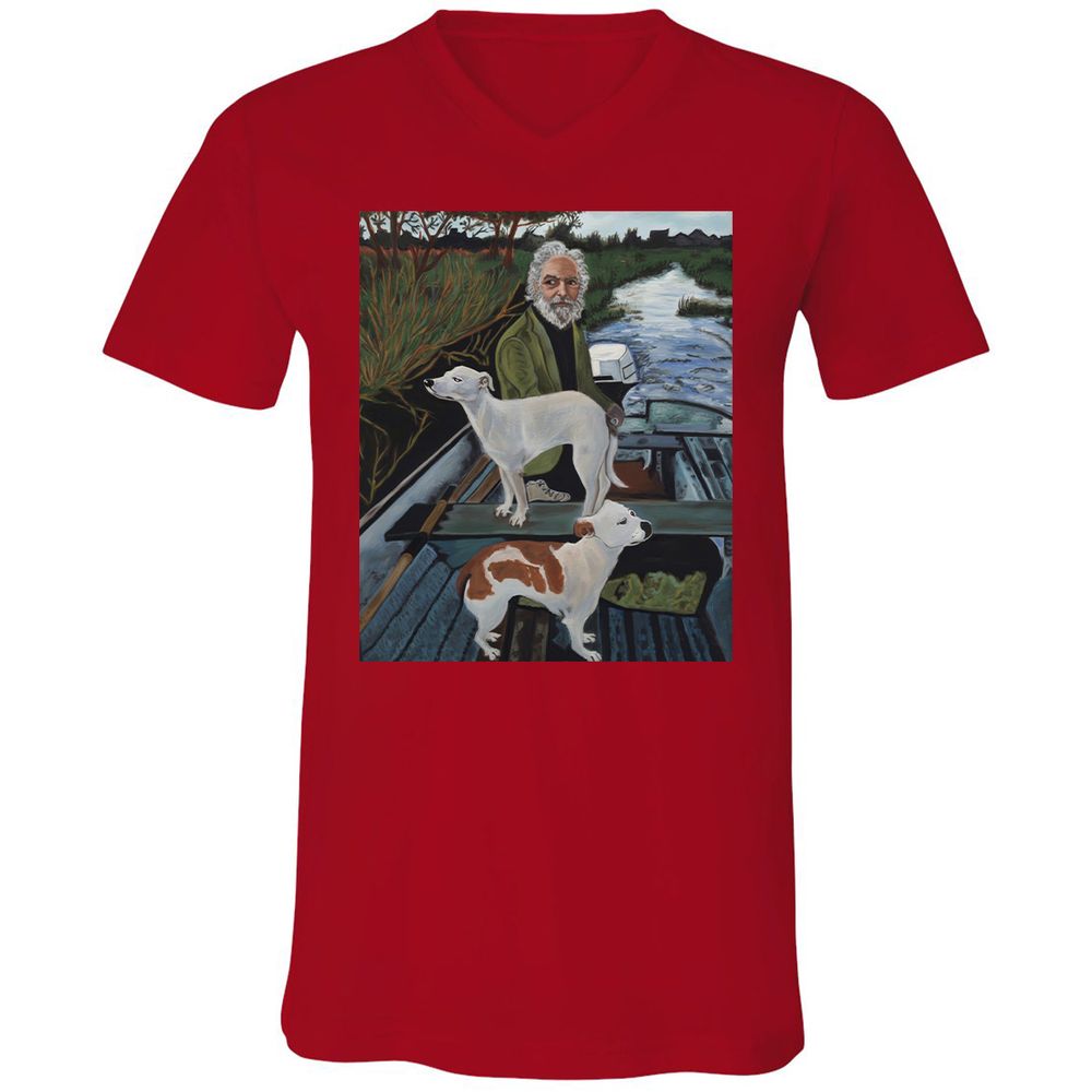 Unisex V-Neck T-Shirt - GQHE6N7J - Red - 3