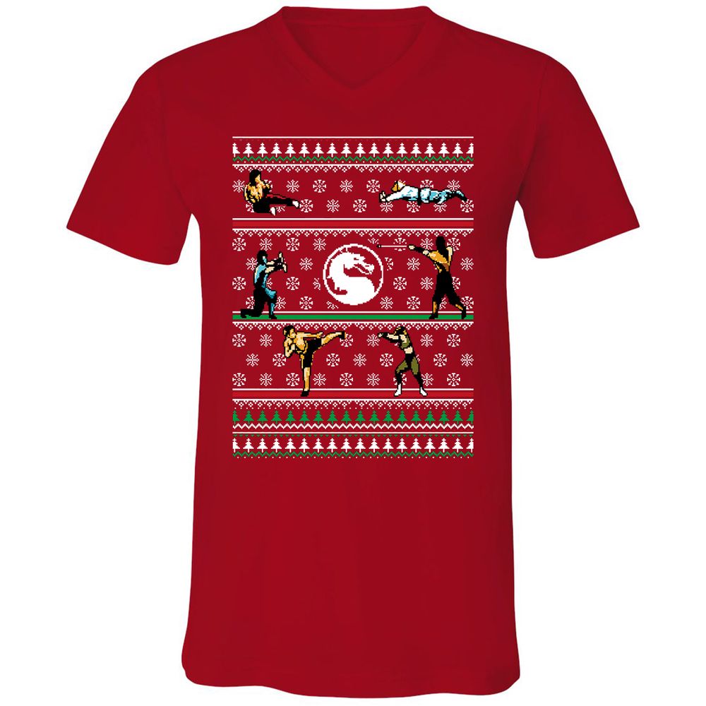 Unisex V-Neck T-Shirt - FEUL3ETK - Red - 3