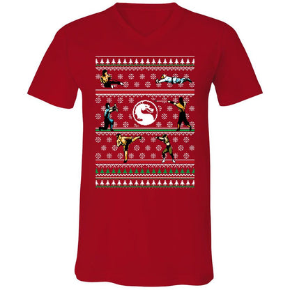 Unisex V-Neck T-Shirt - FEUL3ETK - Red - 3