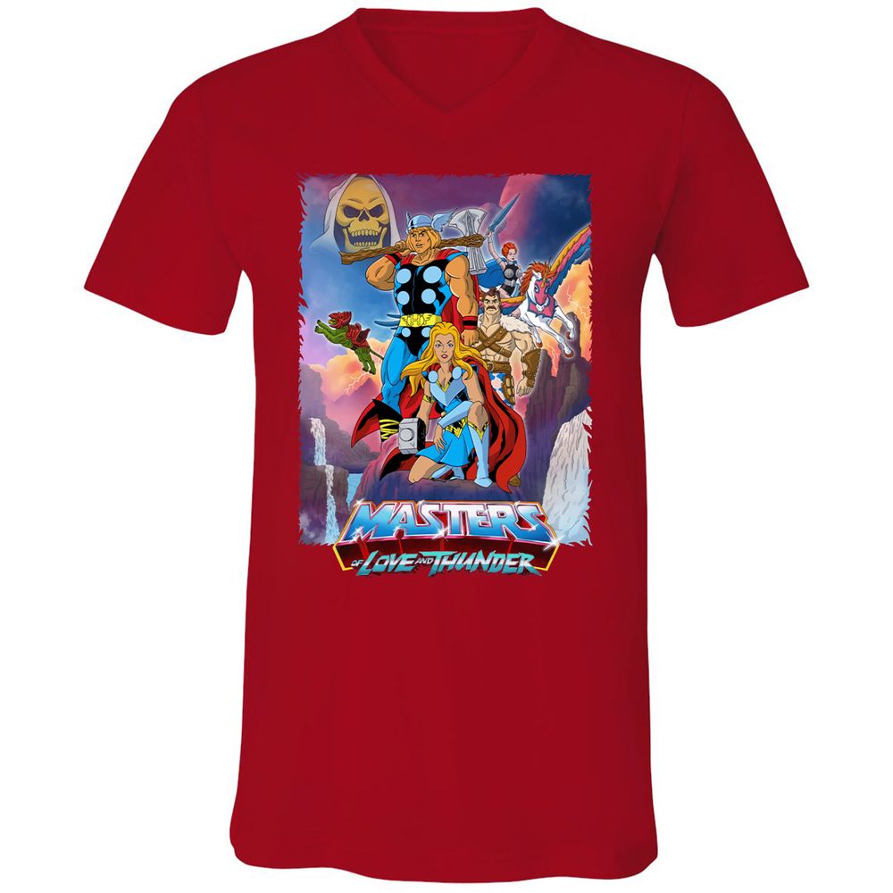 Unisex V-Neck T-Shirt - XEB6EWRZ - Red - 3