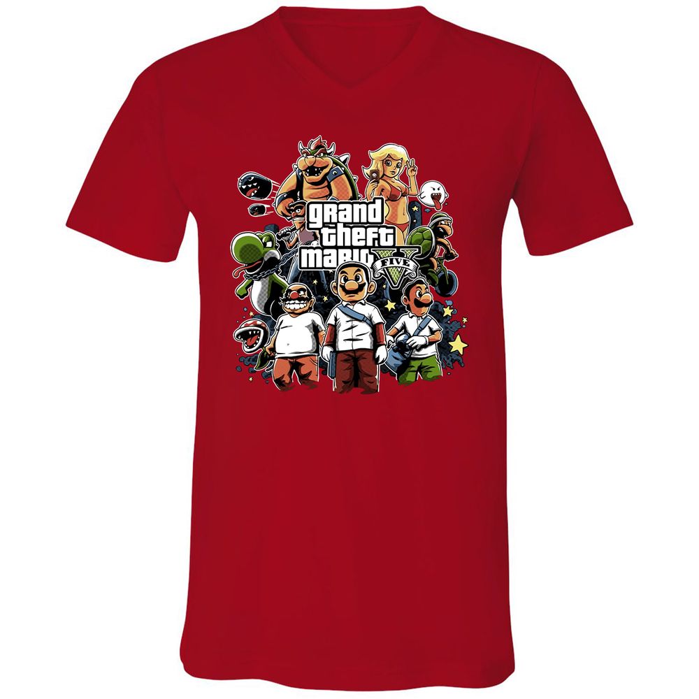 Unisex V-Neck T-Shirt - F39AGP7U - Red - 3