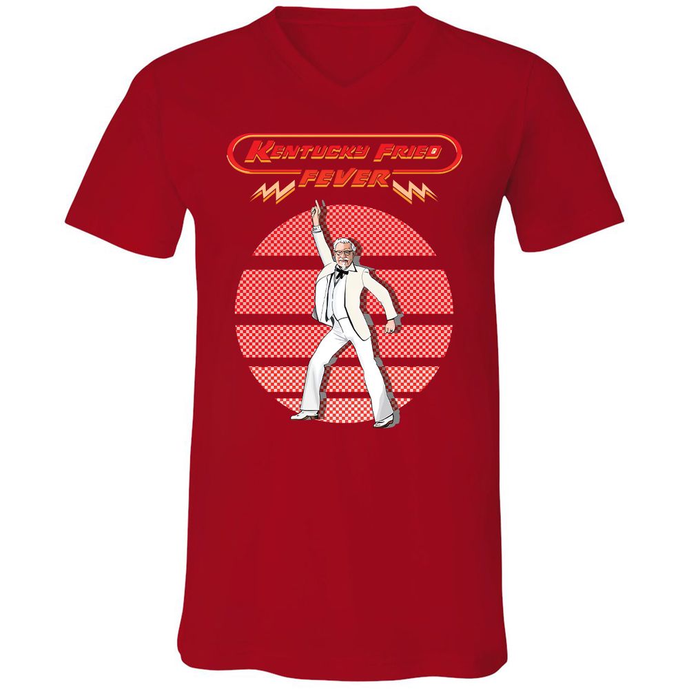 Unisex V-Neck T-Shirt - Y9SYKSJ1 - Red - 3