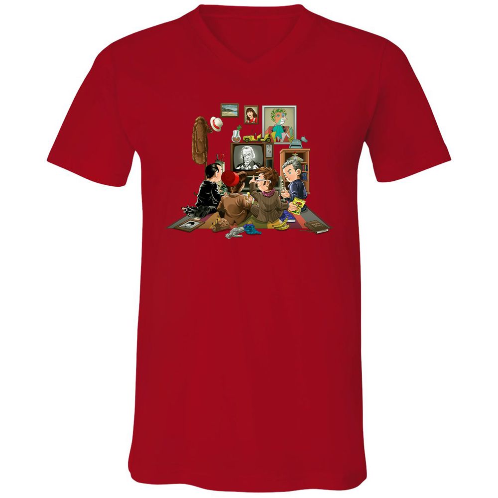 Unisex V-Neck T-Shirt - XZ6L4SJY - Red - 3