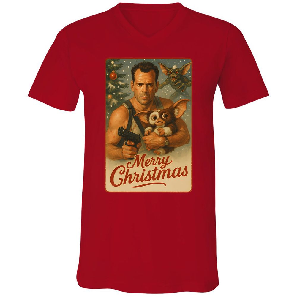 Unisex V-Neck T-Shirt - EXZZCXXL - Red - 3