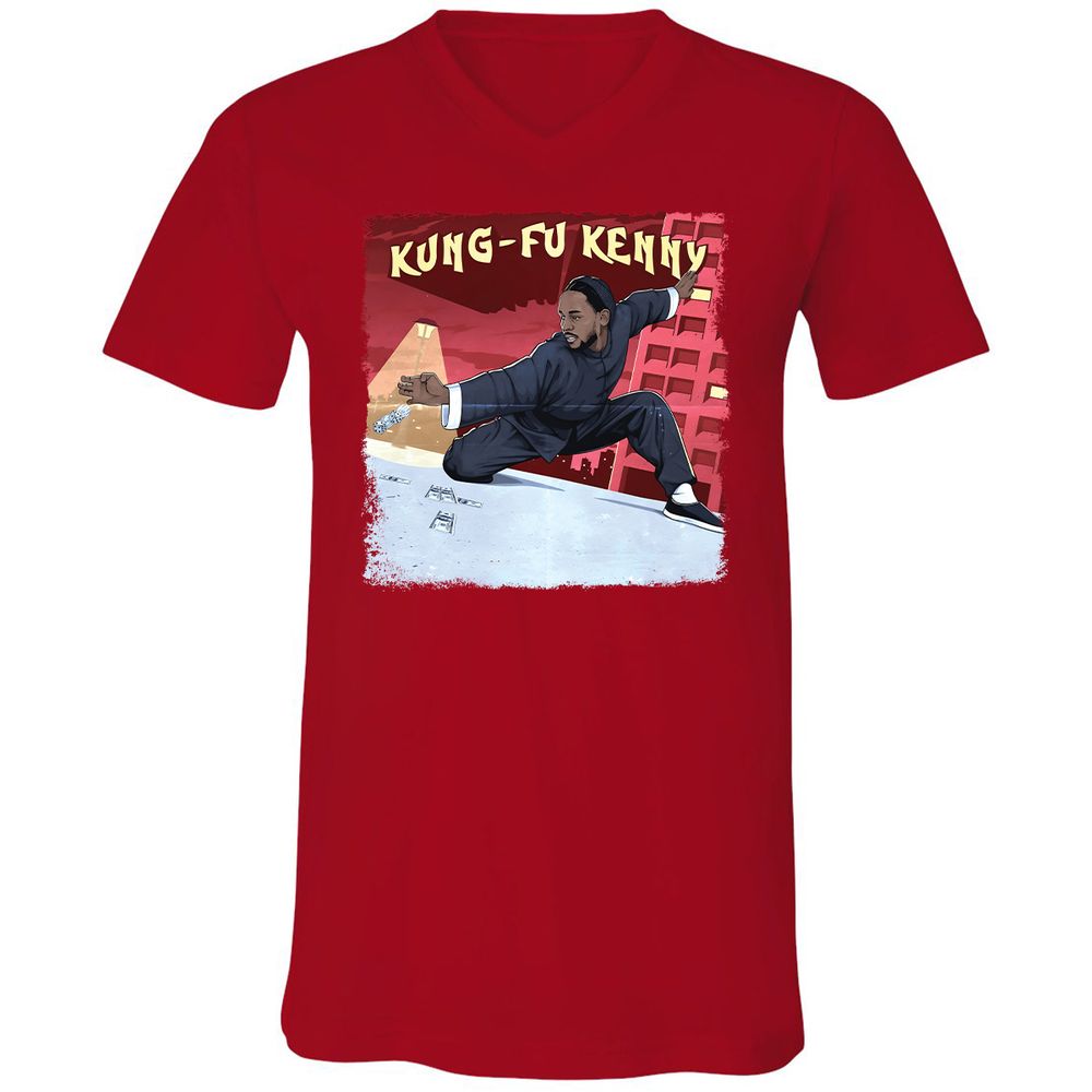 Unisex V-Neck T-Shirt - 7YE8R5FH - Red - 3