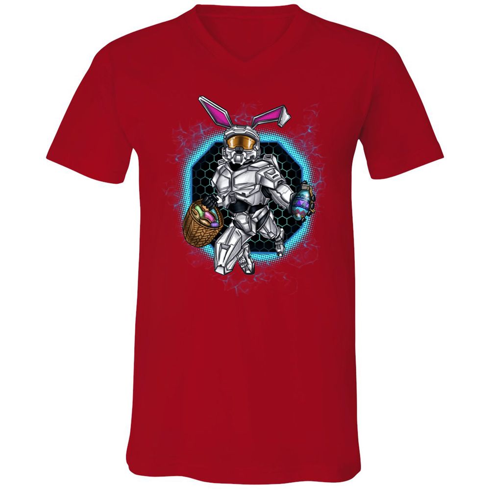 Unisex V-Neck T-Shirt - 5DMH6M6Y - Red - 3