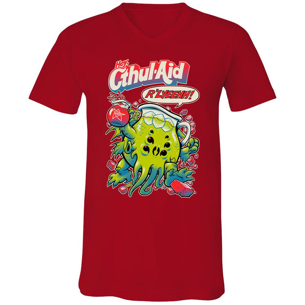 Unisex V-Neck T-Shirt - DKPARPGC - Red - 3