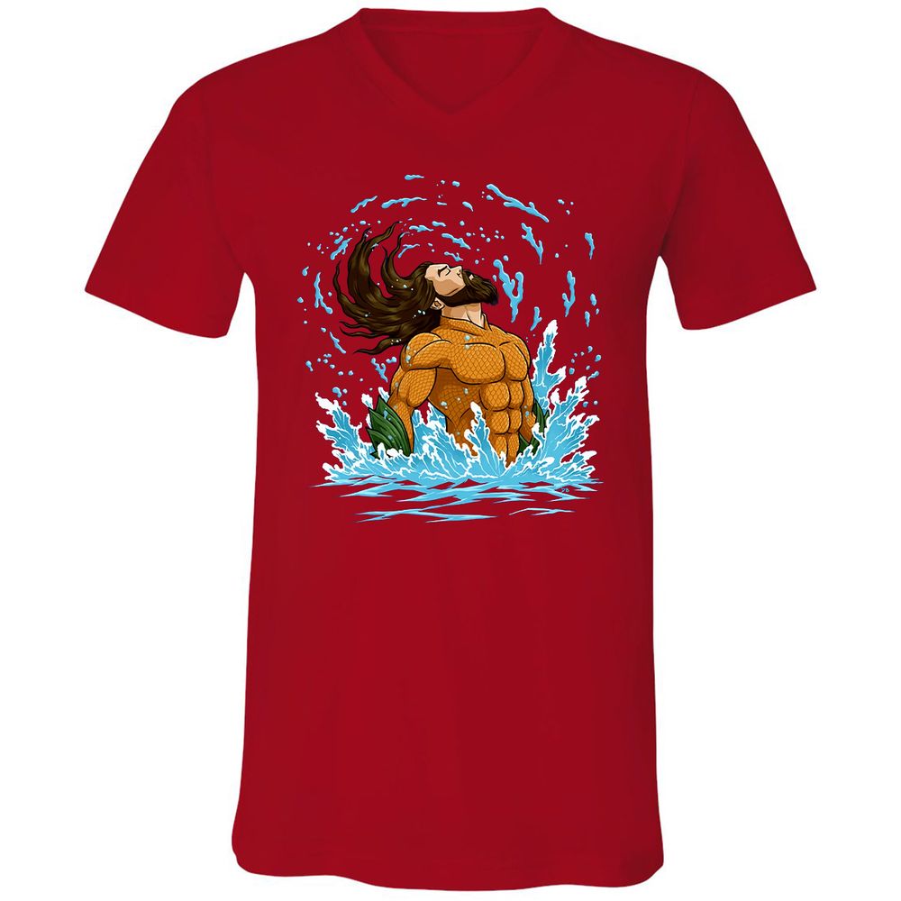 Unisex V-Neck T-Shirt - WK6BK53N - Red - 3