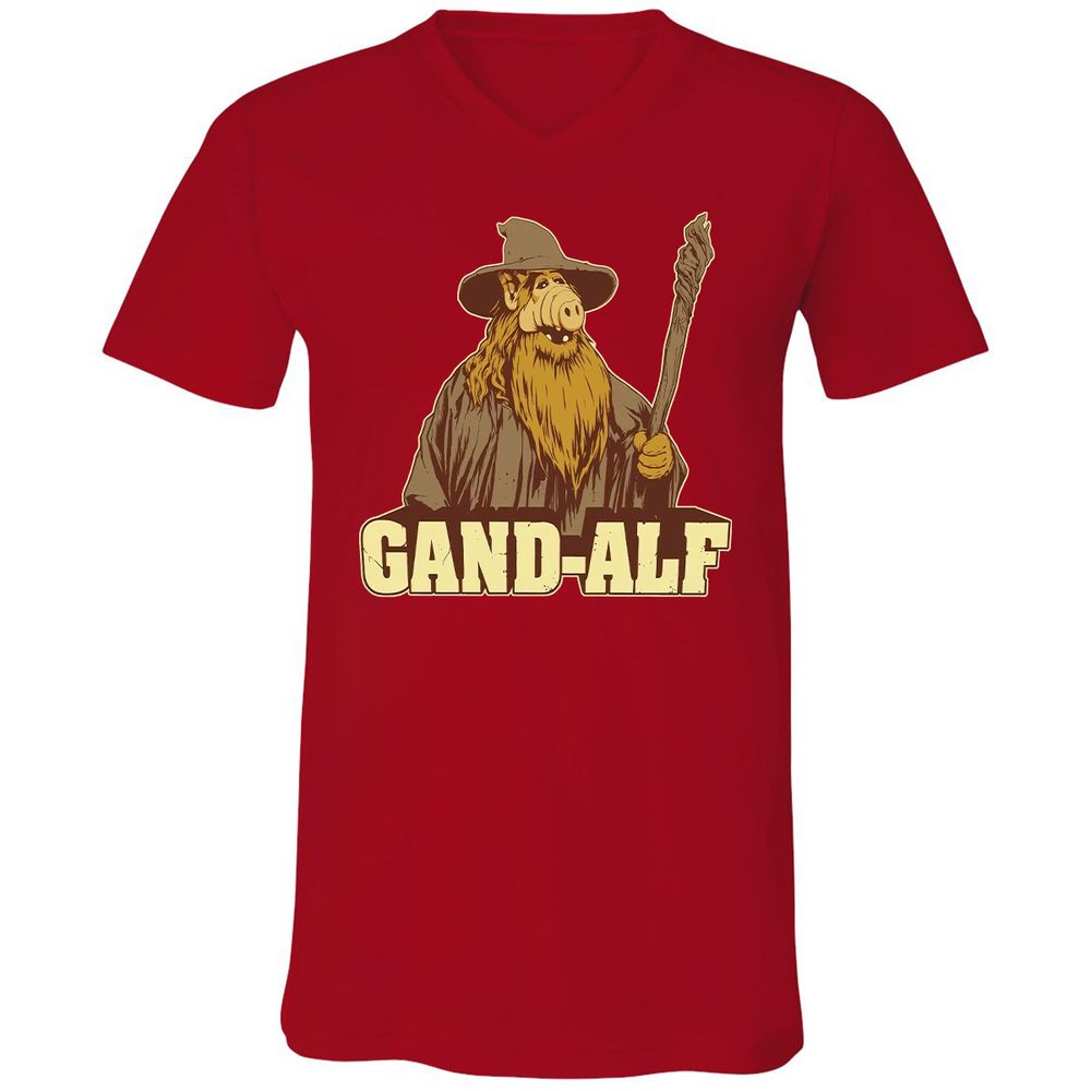 Unisex V-Neck T-Shirt - H9W4EZLQ - Red - 3