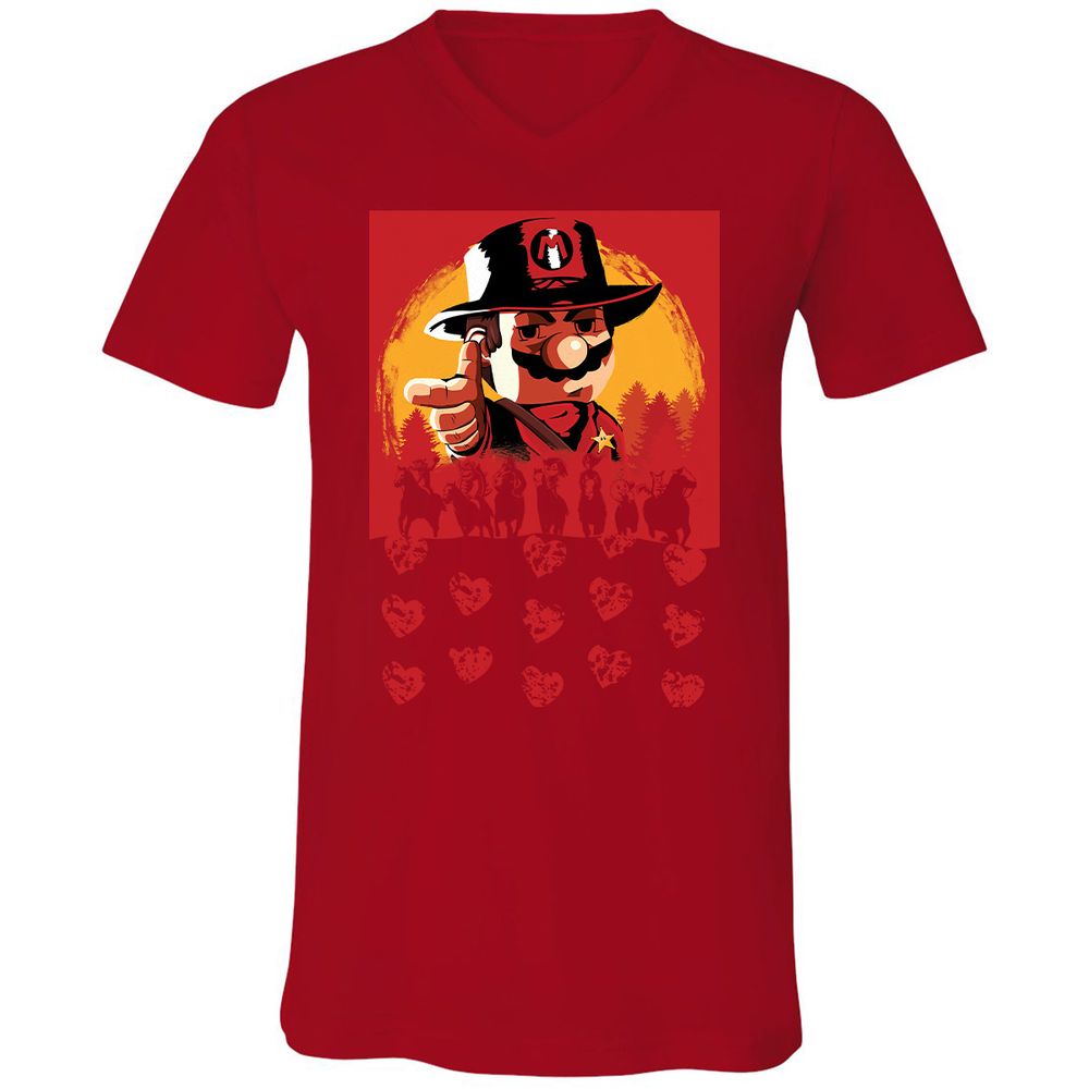 Unisex V-Neck T-Shirt - QTV11C72 - Red - 3