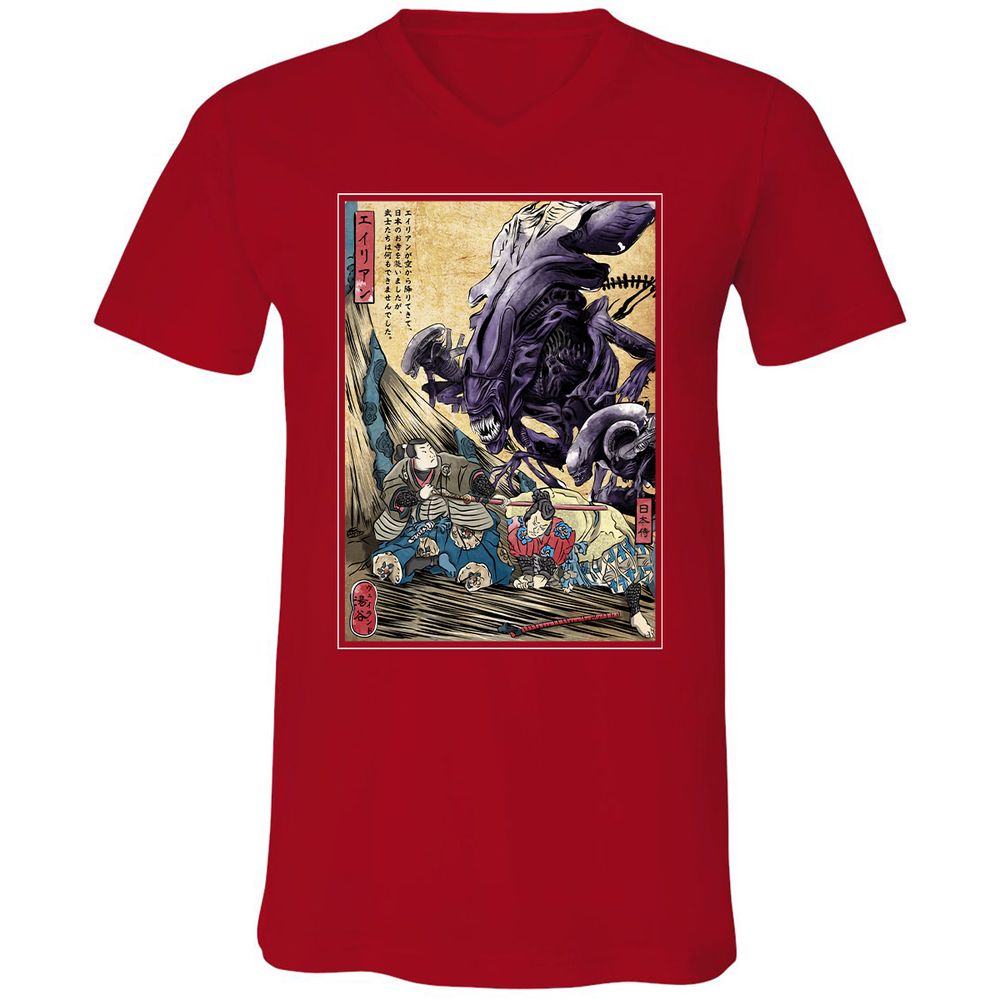 Unisex V-Neck T-Shirt - T66RFLWZ - Red - 3