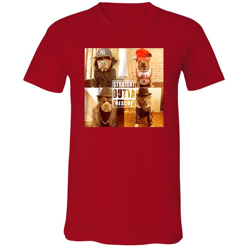Unisex V-Neck T-Shirt - PYQ6PKWF - Red - 3