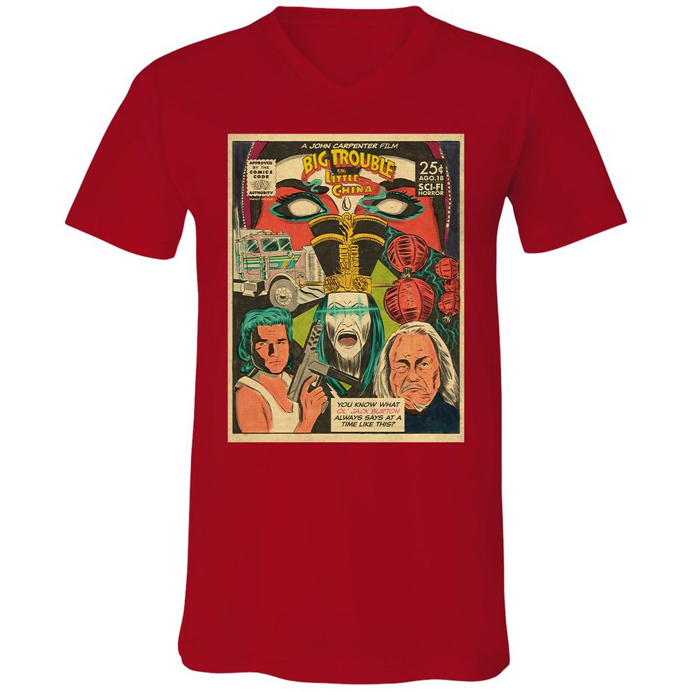 Unisex V-Neck T-Shirt - XYU8TWD1 - Red - 3