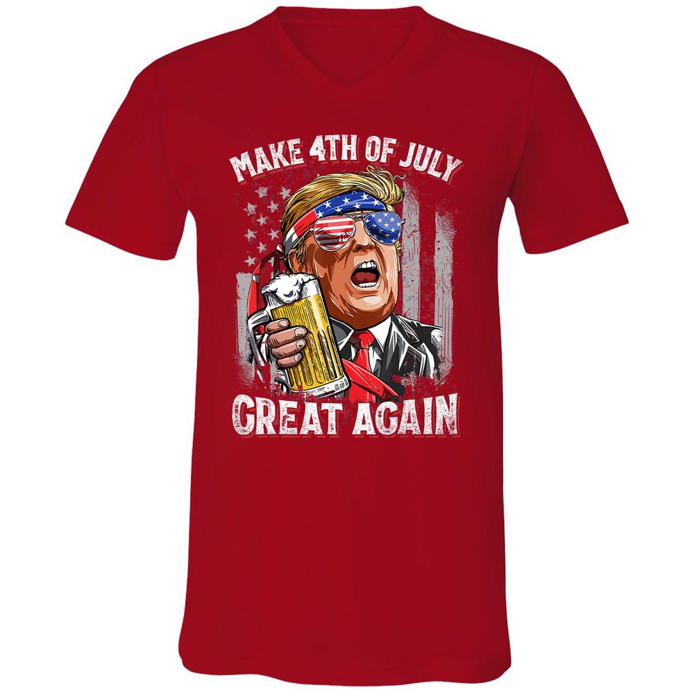 Unisex V-Neck T-Shirt - 76F9U3NA - Red - 3