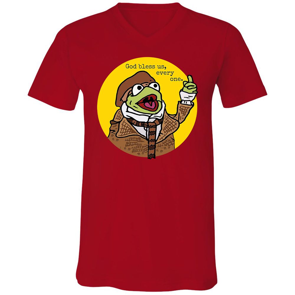 Unisex V-Neck T-Shirt - 6QR4X57F - Red - 3