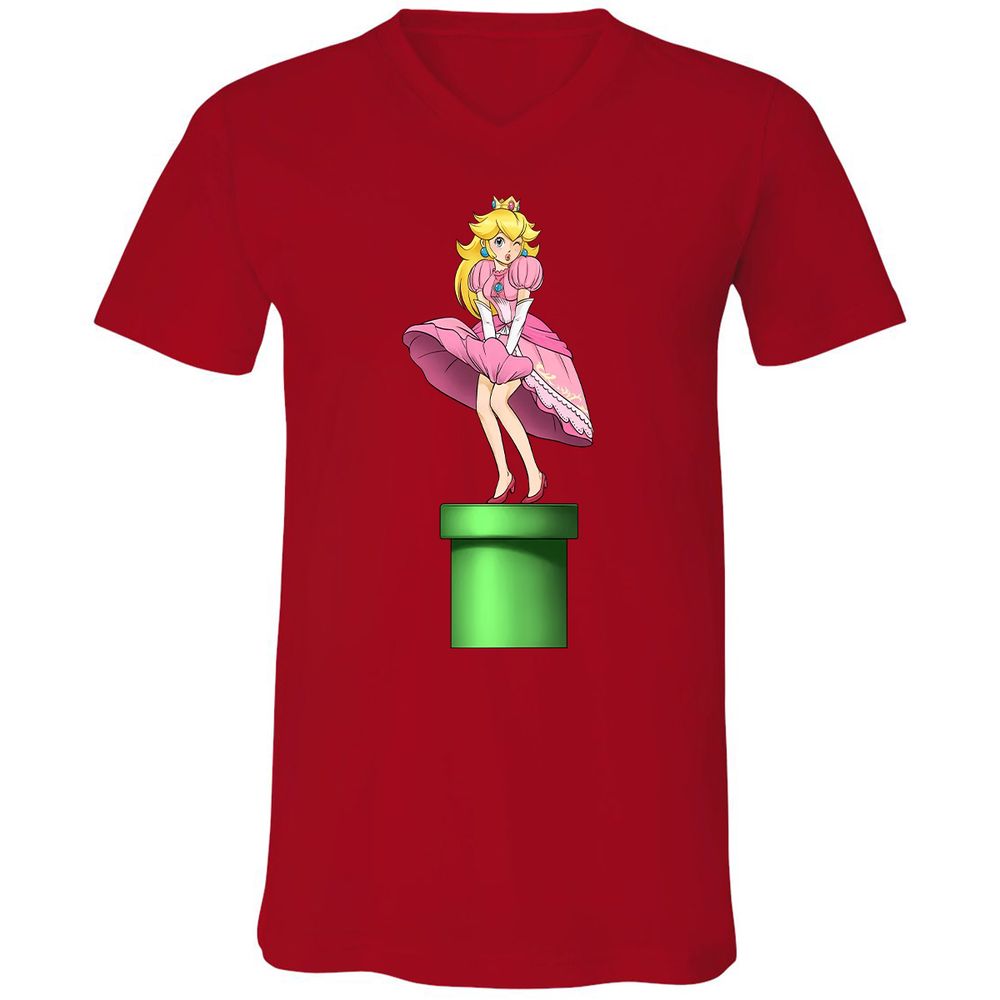 Unisex V-Neck T-Shirt - B6K4W2FP - Red - 3