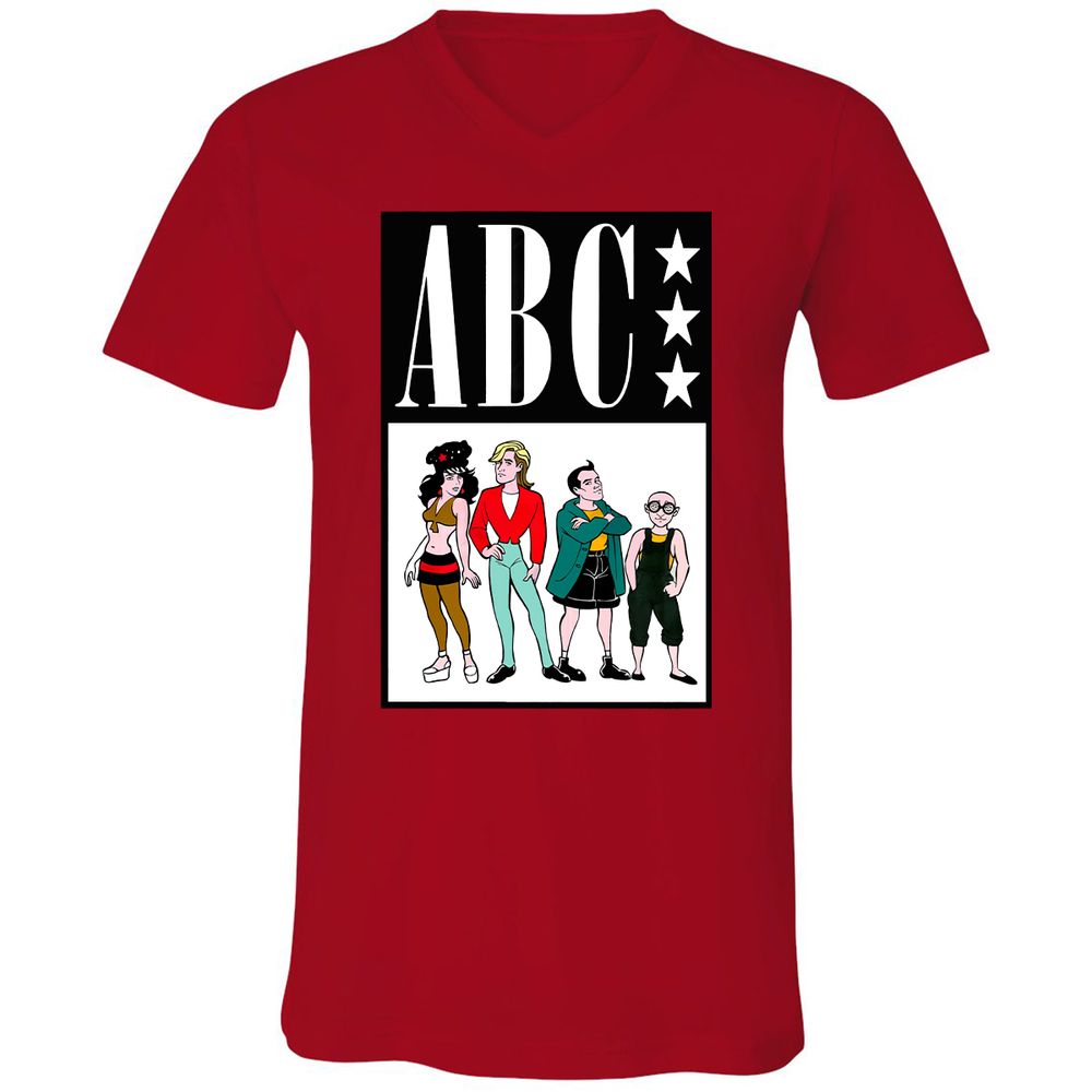 Unisex V-Neck T-Shirt - Q5R63BBW - Red - 3