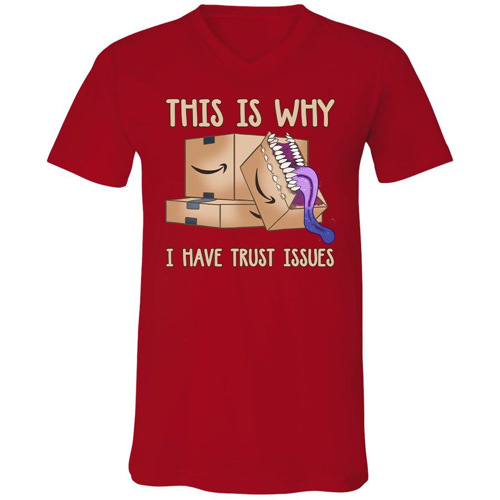 Unisex V-Neck T-Shirt - SBQ6NZ6K - Red - 3