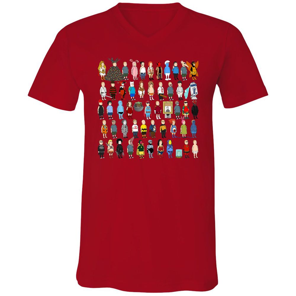 Unisex V-Neck T-Shirt - 7B8SC7PZ - Red - 3