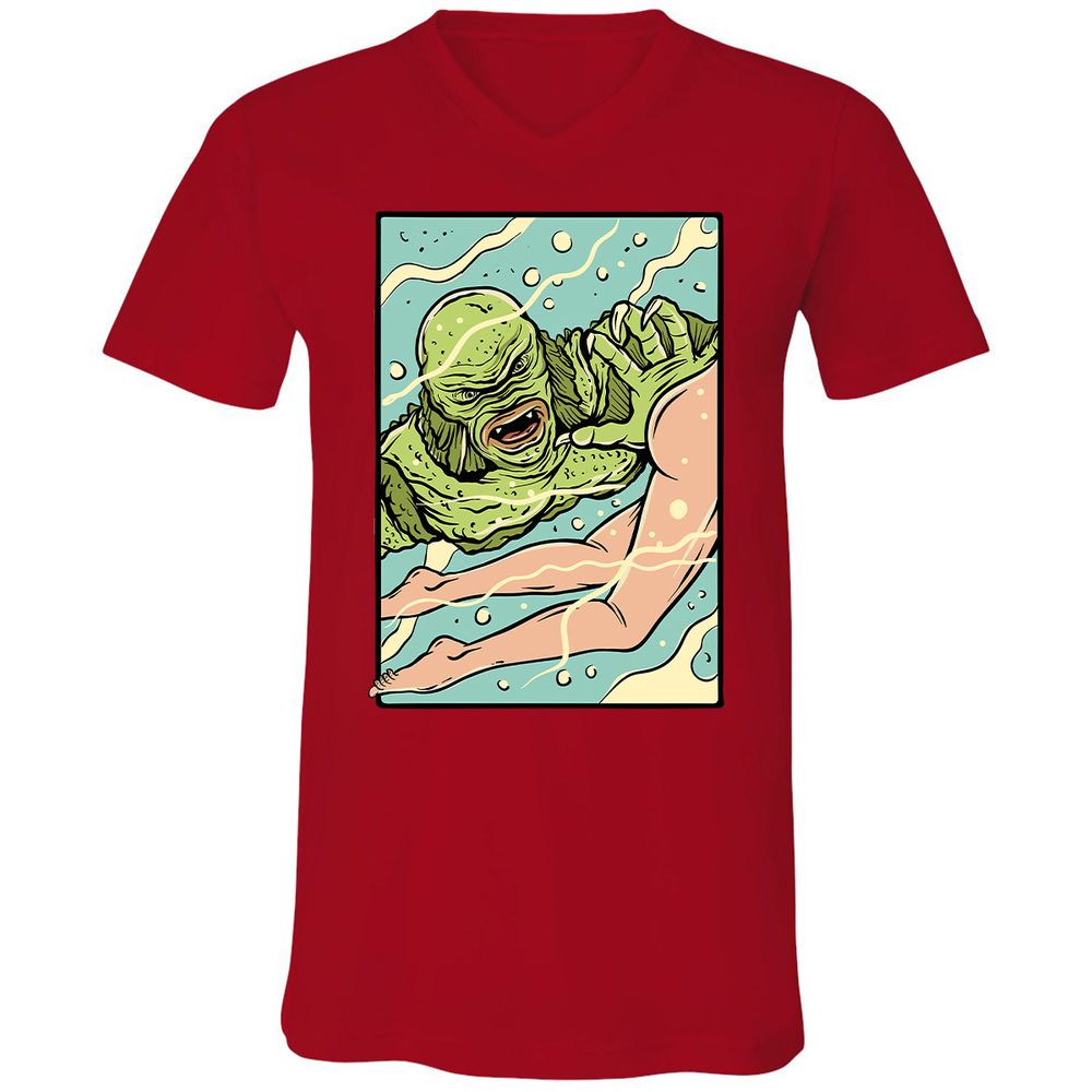 Unisex V-Neck T-Shirt - 6R6AJ4QU - Red - 3
