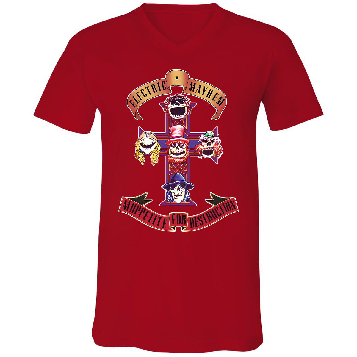 Unisex V-Neck T-Shirt - 2WQGNPEX - Red - 3