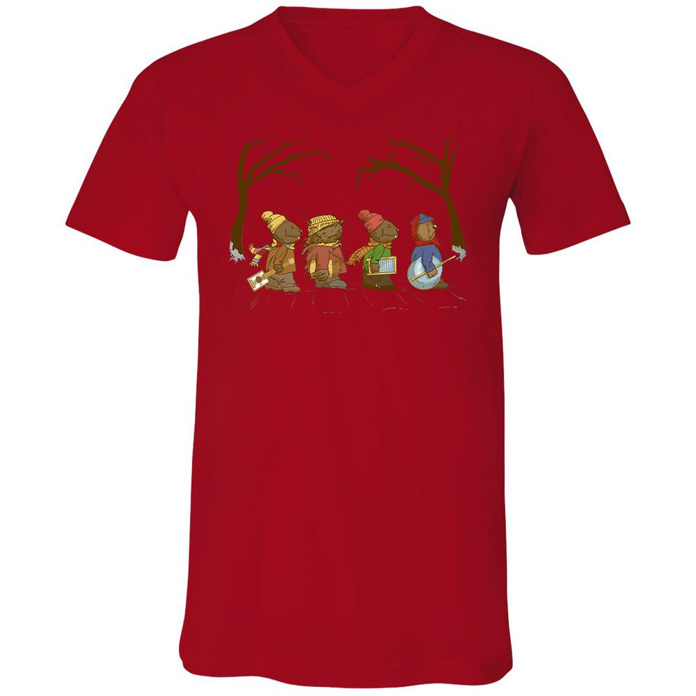 Unisex V-Neck T-Shirt - FRFWSFJ1 - Red - 3