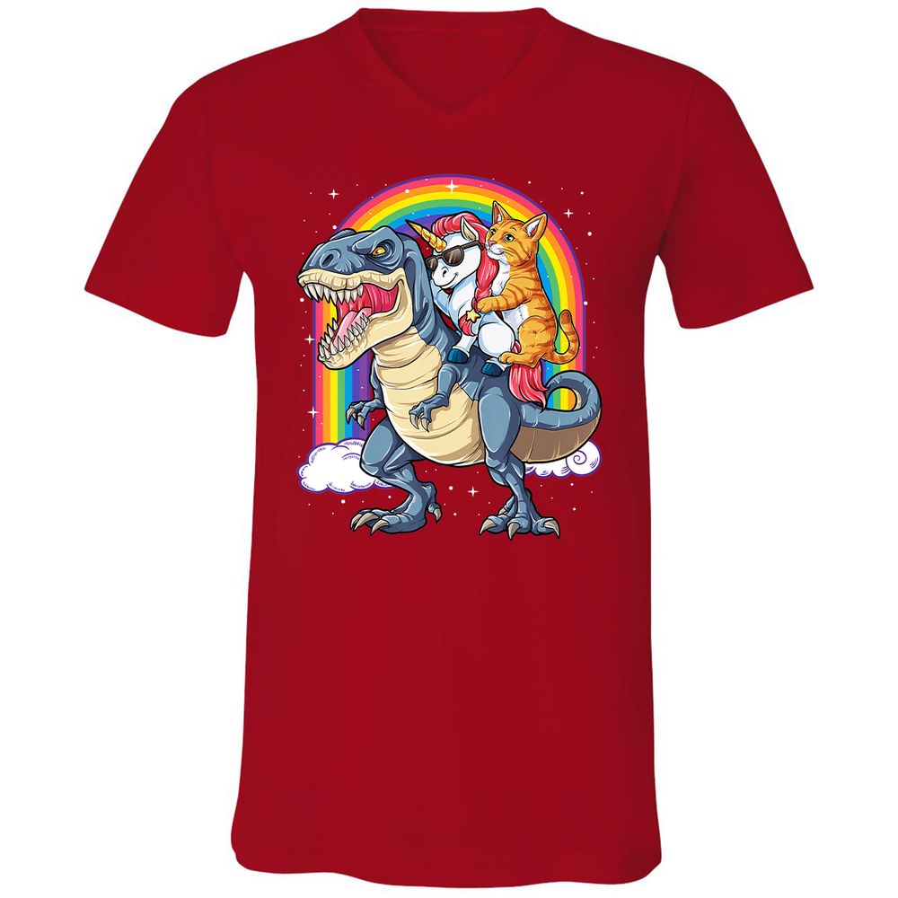 Unisex V-Neck T-Shirt - LEMNXADS - Red - 3