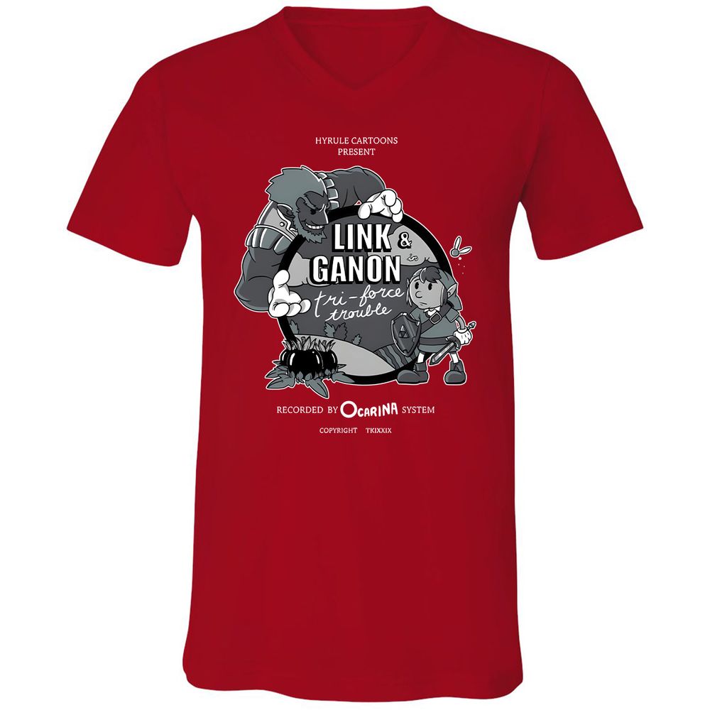 Unisex V-Neck T-Shirt - R5CWJQP9 - Red - 3