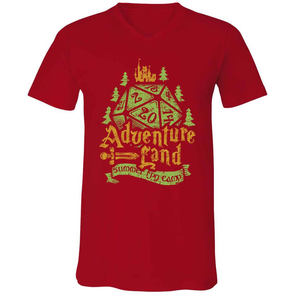 Unisex V-Neck T-Shirt - KVT9UEEC - Red - 3