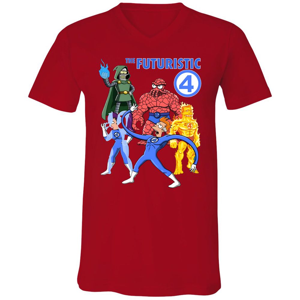 Unisex V-Neck T-Shirt - RVLHGJ8G - Red - 3