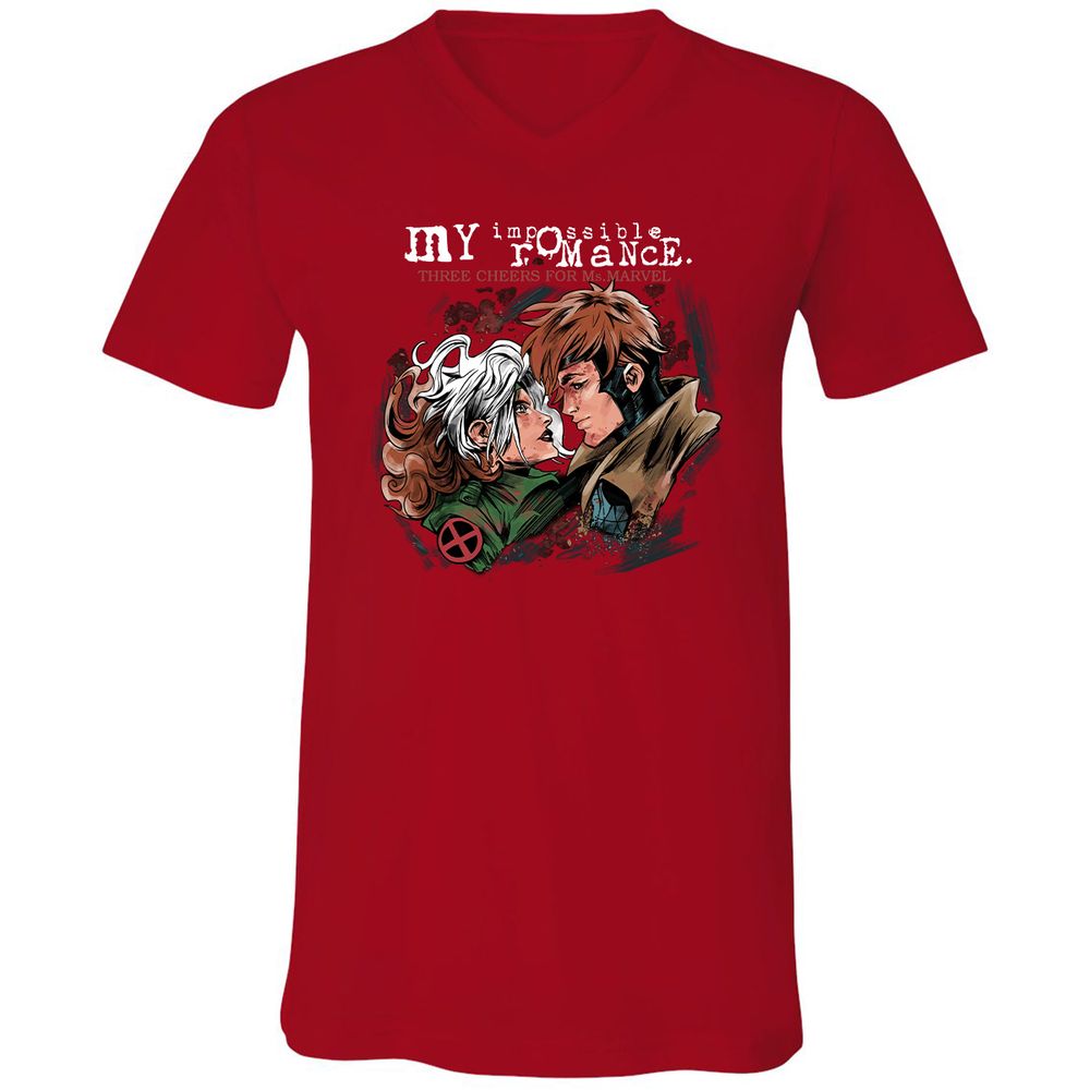 Unisex V-Neck T-Shirt - R79XZXU3 - Red - 3