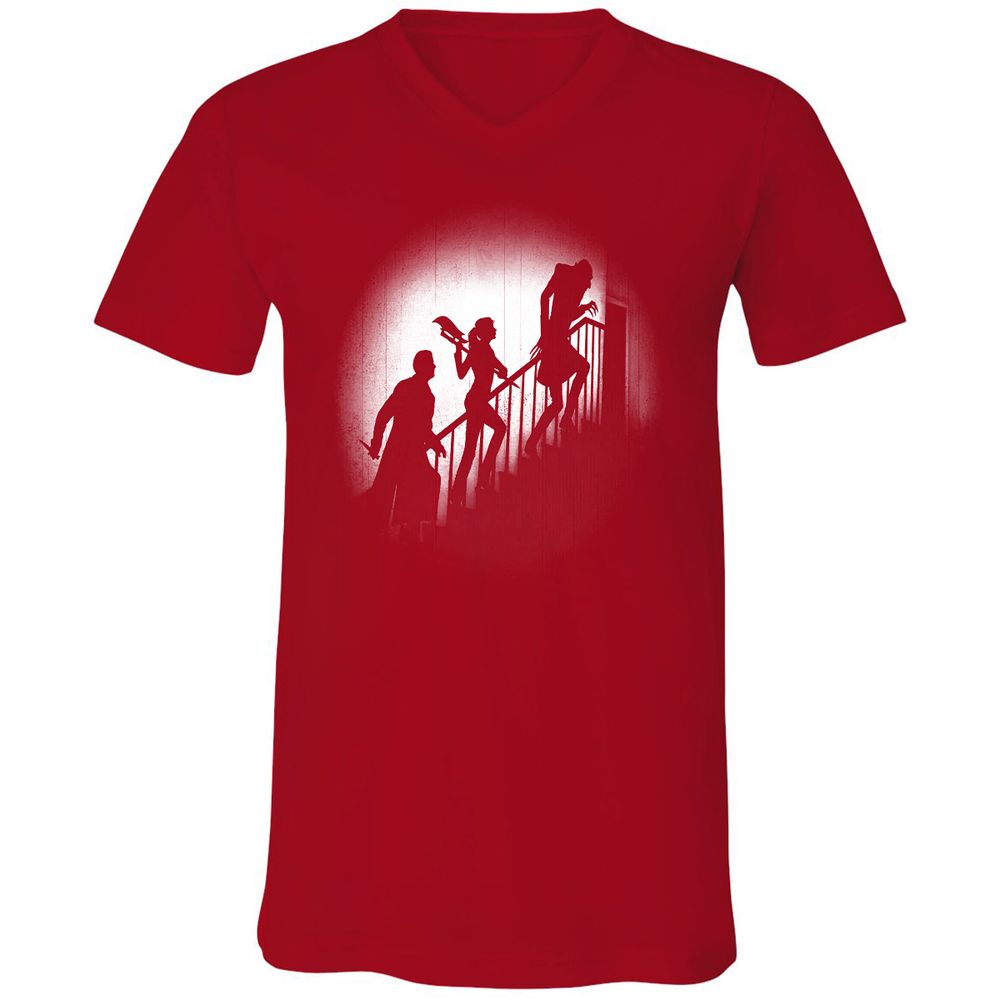 Unisex V-Neck T-Shirt - HCH9TXTT - Red - 3