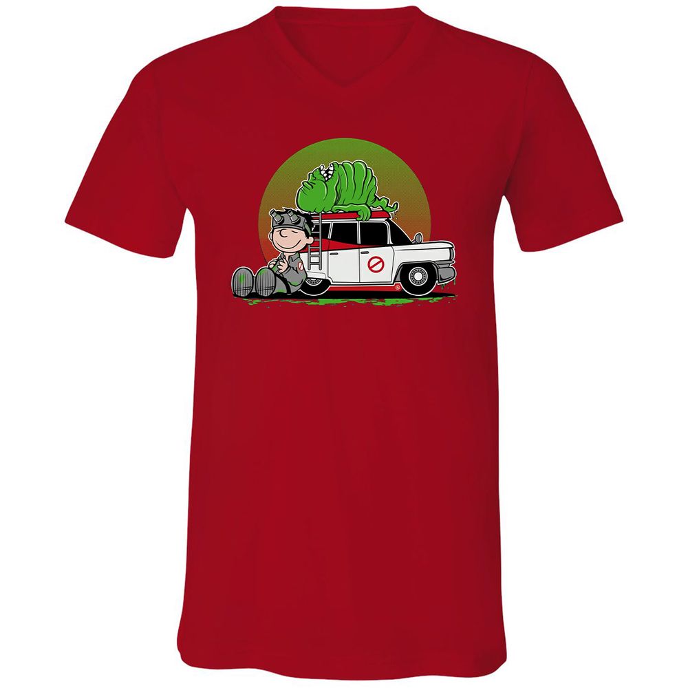 Unisex V-Neck T-Shirt - YYHXLGMF - Red - 3