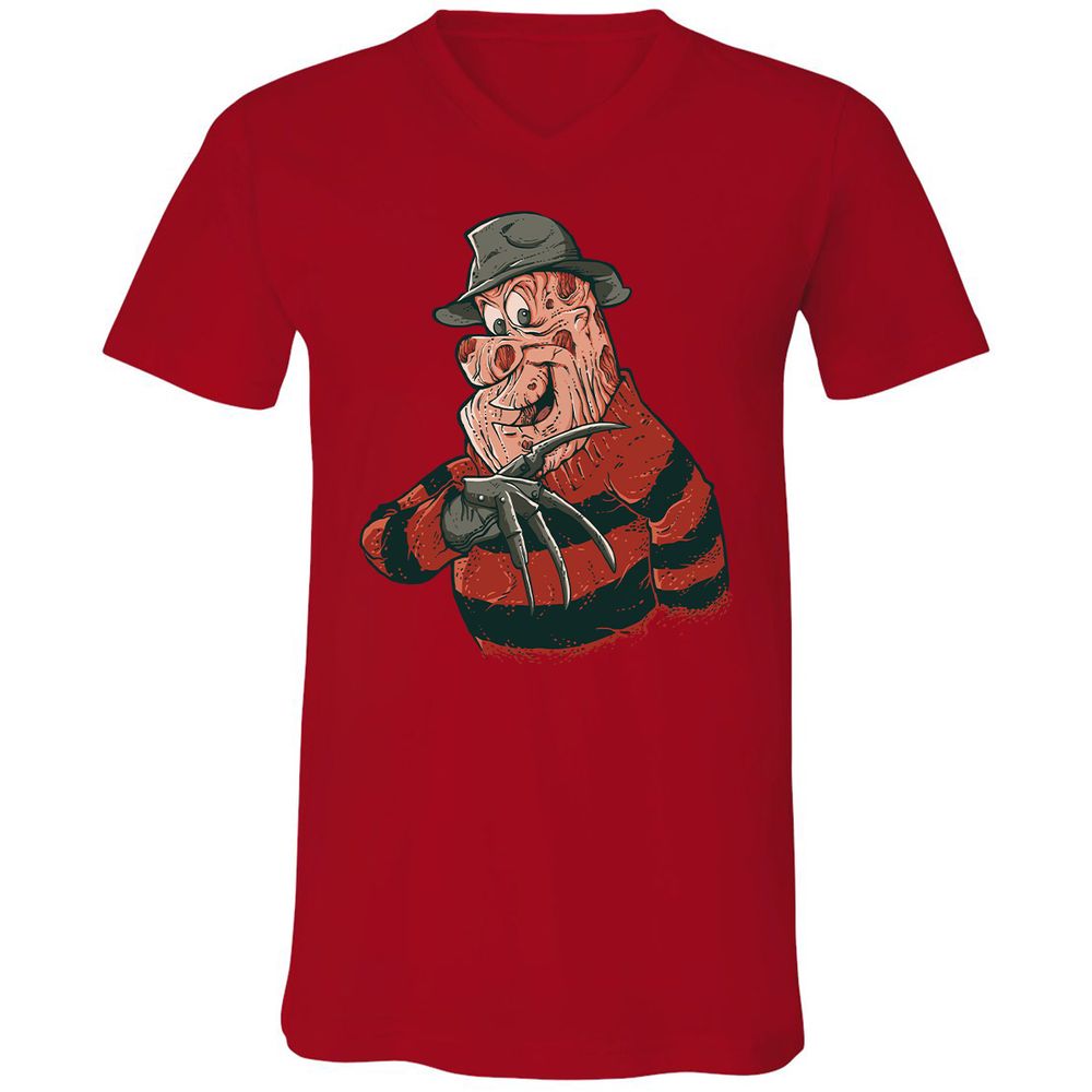 Unisex V-Neck T-Shirt - 45D2U3JH - Red - 3